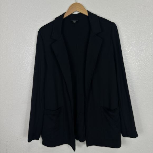Athleta Eastbound Blazer Women Size 16 Black Travel Jacket Knit Minimalist Knit - Picture 4 of 13